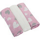 Bomimi Premium cotton diapers 140g/m2 with print, 80x70cm heart pink 3 pcs