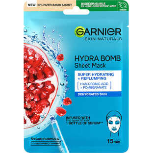 Garnier Skin Naturals Moisturizing and Filling Fabric Mask with Pomegranate Extract, 28 g