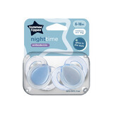 Sucettes orthodontiques Night Time, 6-18 mois, 2 pièces, bleu, Tommee Tippee