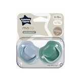 Orthodontische fopspenen Moda, 6-18 maanden, 2 stuks, Blauw/Groen, Tommee Tippee