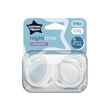 Nachtpon orthodontische fopspenen, 0-6 maanden, 2 stuks, Wit, Tommee Tippee