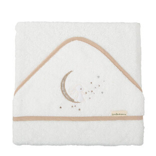 Hooded bath towel, 100 x 100 cm, Moon White/Lino, Pirulos