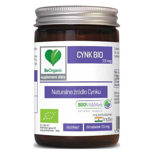 BeOrganic Zinc Bio 7,5 mg 60 comprimés