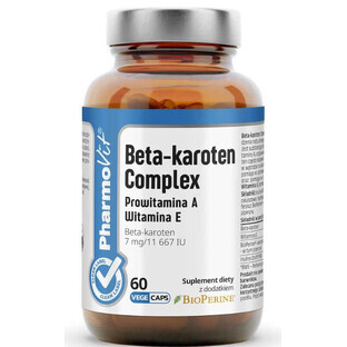 Beta-carotene Complex Provitamin A Vitamin E 60 capsules PharmoVit Clean Label