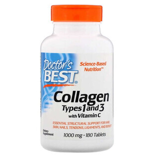 Doctor's Best Kollagen Typ I und III 1000 mg + Vitamin C 180 Tabletten