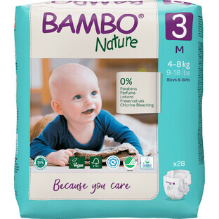 Bambo Nature, Wegwerfwindeln, Größe 3, Midi, 4-8 kg, 28 Stück