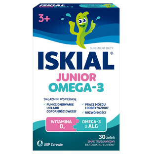 Iskial Junior Omega-3, Gummibärchen für Kinder ab 3 Jahren, Erdbeergeschmack, 30 Stück