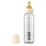 Bibs Baby Bottle, biberon in vetro con tettarella in gomma a scorrimento lento, Ivory, dalla nascita, 225 ml