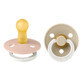 Slabbetjes Colour Night Glow, speen, rubber, rond, glow in the dark, maat 2, Blush & Vanilla, vanaf 6 maanden, 2 stuks