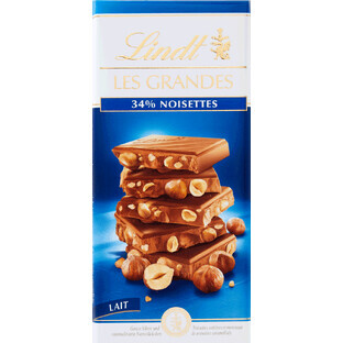 Lindt Les Grandes chocolat au lait avec noisettes entières grillées et caramélisées 150 g