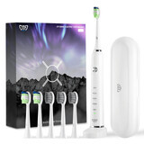 Electric toothbrush + 6 spare heads and travel box P200, White, JTF