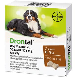 Drontal Hond Smaak XL 175 mg tabletten 2 stuks