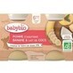 Babybio snack alla frutta con mela, banana e latte di cocco 2 x 130 g