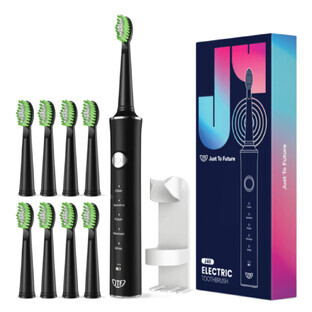 Brosse à dents électrique pour adultes + 8 têtes de rechange J40, Noir, JTF
