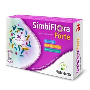 SimbiFlora Forte Nutriensa, 10 plantaardige capsules, Antibiotice SA