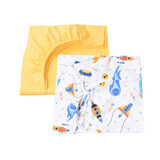 Set of 2 cotton sheets, 120x60 cm, Yellow, Comete, Fic Baby