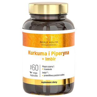 Noble Health Turmeric și piperină + ghimbir, 60 capsule vegetale
