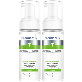 Pharmaceris T Puri-Sebostatic set, deep cleansing facial cleansing foam, restores hydro balance, 2 x 150 ml