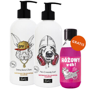 LaQ set, 2-in-1 washing gel and shampoo, Rabbit, 300 ml + 2-in-1 washing gel and shampoo, Dog, 300 ml + shower gel, Pink in ch!, 100 ml free of charge LaQ set, 2-in-1 washing gel and shampoo, Rabbit, 300 ml + 2-in-1 washing gel and shampoo, Dog, 300 ml + shower gel, Pink in ch!, 100 ml free of charge