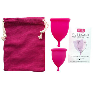 Pink, menstrual cup, size S and M, 2 pieces
