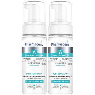 Set Pharmaceris A Puri-Sensilium, schiuma detergente lenitiva per viso e contorno occhi, 2 x 150 ml