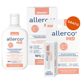 Allerco Med Emolients, shampoo idratante, 200 ml + balsamo labbra lenitivo, 4,9 g in omaggio
