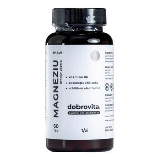 Magnesiumcitraat 200 mg + vitamine B6, 60 tabletten, Dobrovita