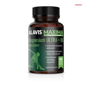 Magnesium bisglycinate Ultra+B6, 60 vegetarian capsules, Alavis Maxima