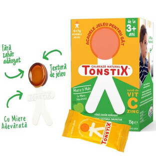 Lecca-lecca di gelatina Tonstix al gusto di miele e mela, 5 x 7 g, Pharmaexcell