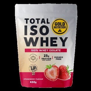 Proteína en polvo sabor fresa Total Iso Whey, 450 g, Gold Nutrition