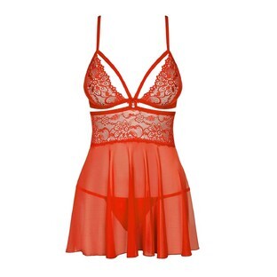 Obsessive 838-BAB-3 Babydoll și G-string Roșu S/M
