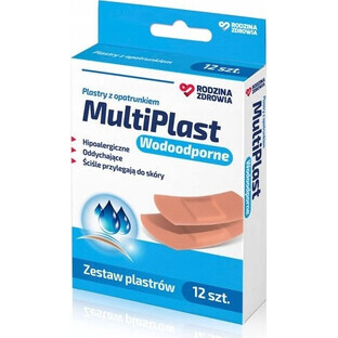 MultiPlast Waterproof dressing plasters, 12 pieces