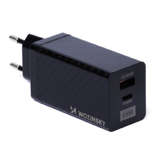 Wozinsky GaN 65W oplader met USB-poorten, USB C ondersteunt QC 3.0 PD zwart (WWCG01) Wozinsky GaN 65W oplader met USB-poorten, USB C ondersteunt QC 3.0 PD zwart (WWCG01)