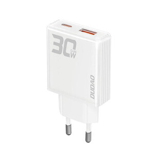 GaN Dudao A30EU 30W USB-A / USB-C netvoeding oplader - wit