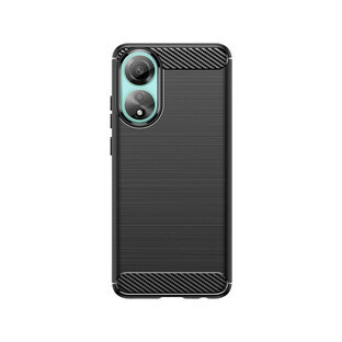 Siliconen Carbon Hoesje voor Oppo A78 4G - zwart