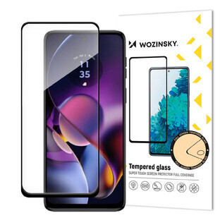 Wozinsky Verre trempé Full Glue pour Motorola Moto G54 plein écran avec bezel - noir