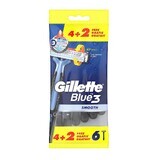 Gillette Blue3 Smooth Disposable Razors, 6 pieces.