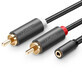 Ugreen AV102 10588 Audio-Miniklinke 3,5mm (weiblich) - 2RCA (männlich) 1m Kabel - grau