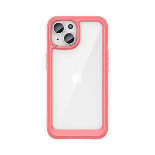 Husă ranforsată cu ramă flexibilă pentru iPhone 15 Plus Outer Space - roșu