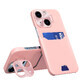 Leder Stand Case für iPhone 14 Plus Karte Brieftasche Fall mit Stand rosa
