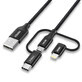Cavo Choetech 3-in-1 MFI USB Lightning / USB Tipo C / micro USB (ricarica 3A / trasferimento dati 480 Mbps) 1,2 m nero (IP0030-BK)