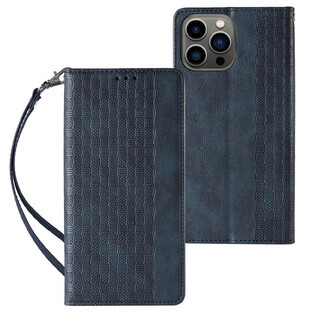 Magnet curea caz pentru iPhone 13 Pro Max portofel caz + mini lanyard pandantiv albastru Magnet curea caz pentru iPhone 13 Pro Max portofel caz + mini lanyard pandantiv albastru