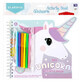 Kit créatif Licorne Livre de coloriage Autocollants Gabarits Stylos
