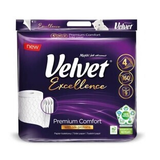 Papel Higiénico Velvet Exellence Premium Comfort, 9 rollos