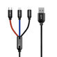 Baseus Three Primary Colors 3in1 USB-A - micro USB / Lightning / USB-C 3,5A kabel 1,2m - zwart