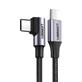 Cablu Ugreen US255 50123 USB-C (drept) / USB-C (unghiular) PD QC 60W 3A 1m - gri
