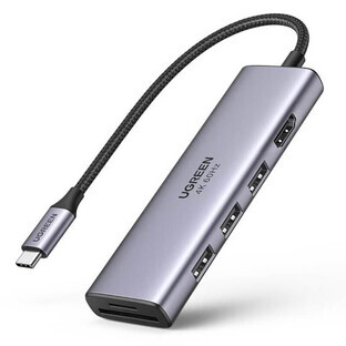 Ugreen 6-in-1 multifunctional USB Type C HUB - 3x USB 3.2 Gen 1 / HDMI 4K 60Hz / SD and TF card reader grey (60383 CM511)