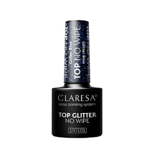 Claresa Top Glitter No Wipe Hybride Top met Glitter Blauwe glitterstof, 5 g