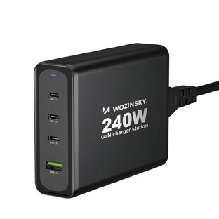 GaN Wozinsky WGCSB 240W USB-A / 3 x USB-C chargeur secteur - noir
