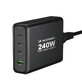 GaN Wozinsky WGCSB 240W USB-A / 3 x USB-C chargeur secteur - noir
